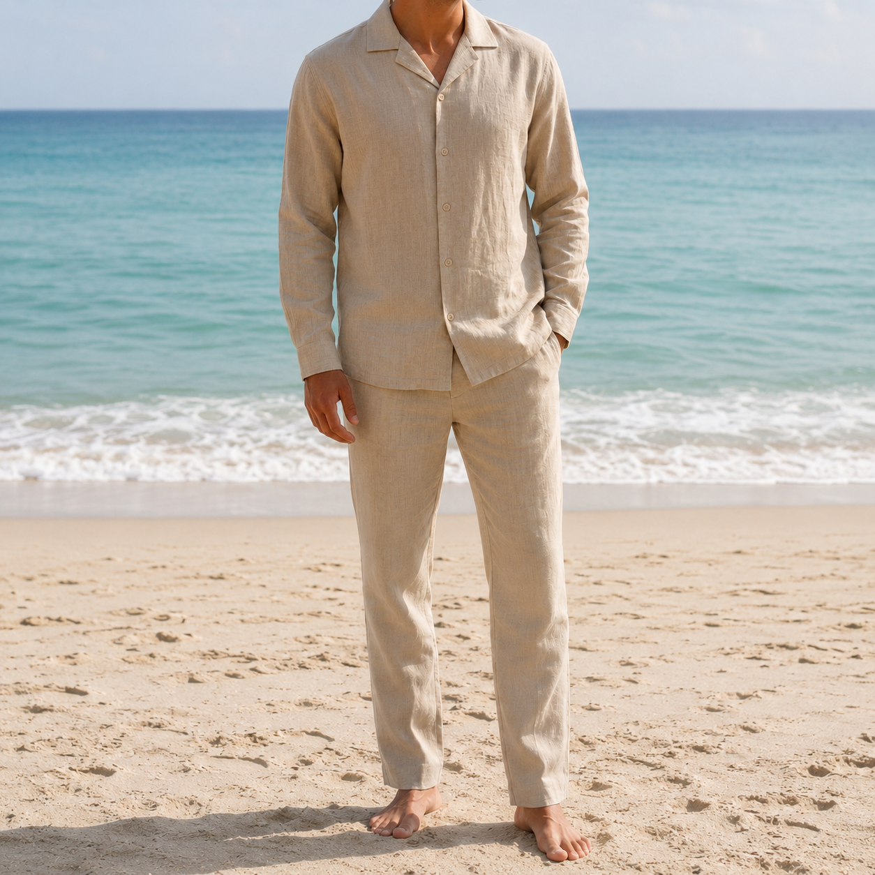 Nikos Linen Shirt And Pants Set