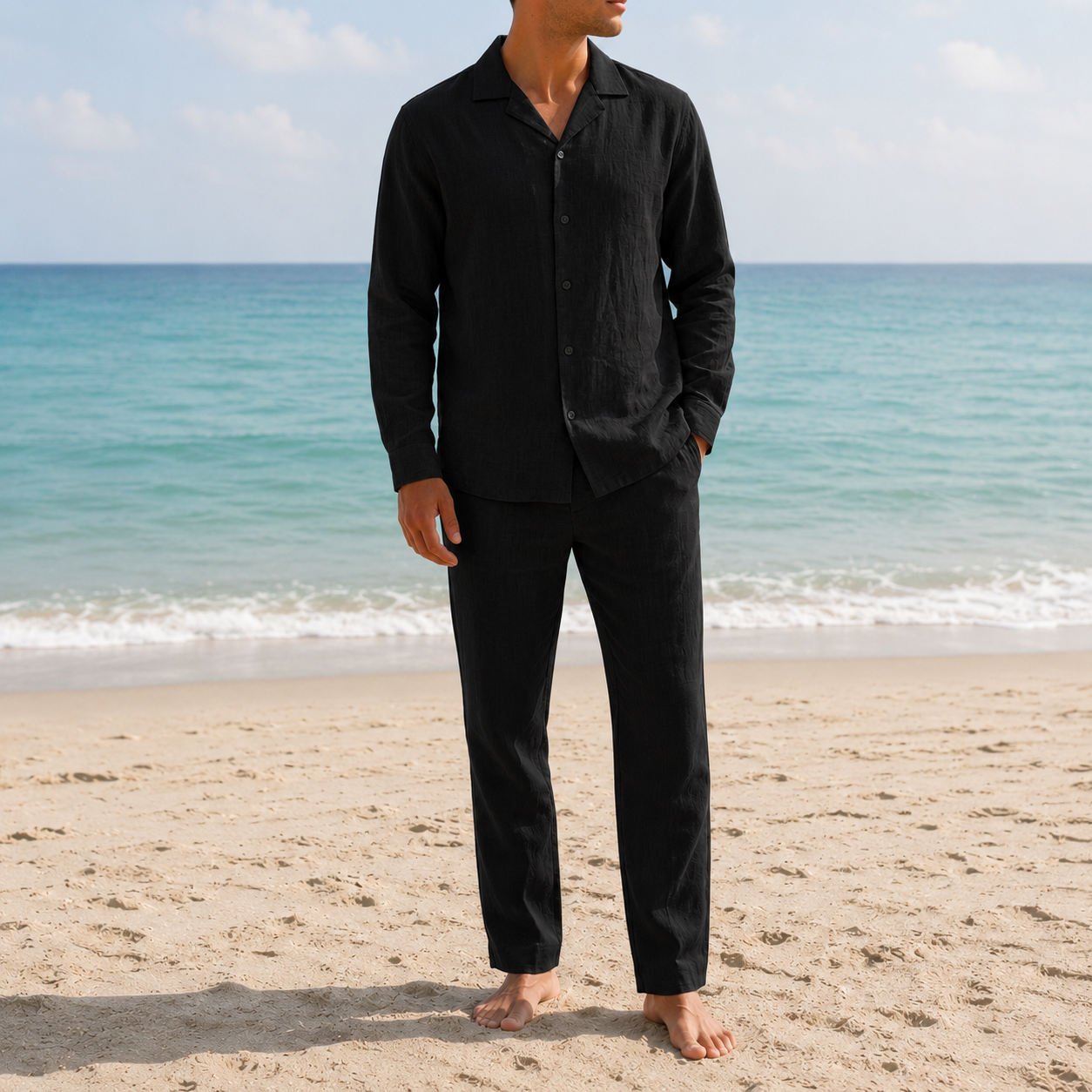 Nikos Linen Shirt And Pants Set
