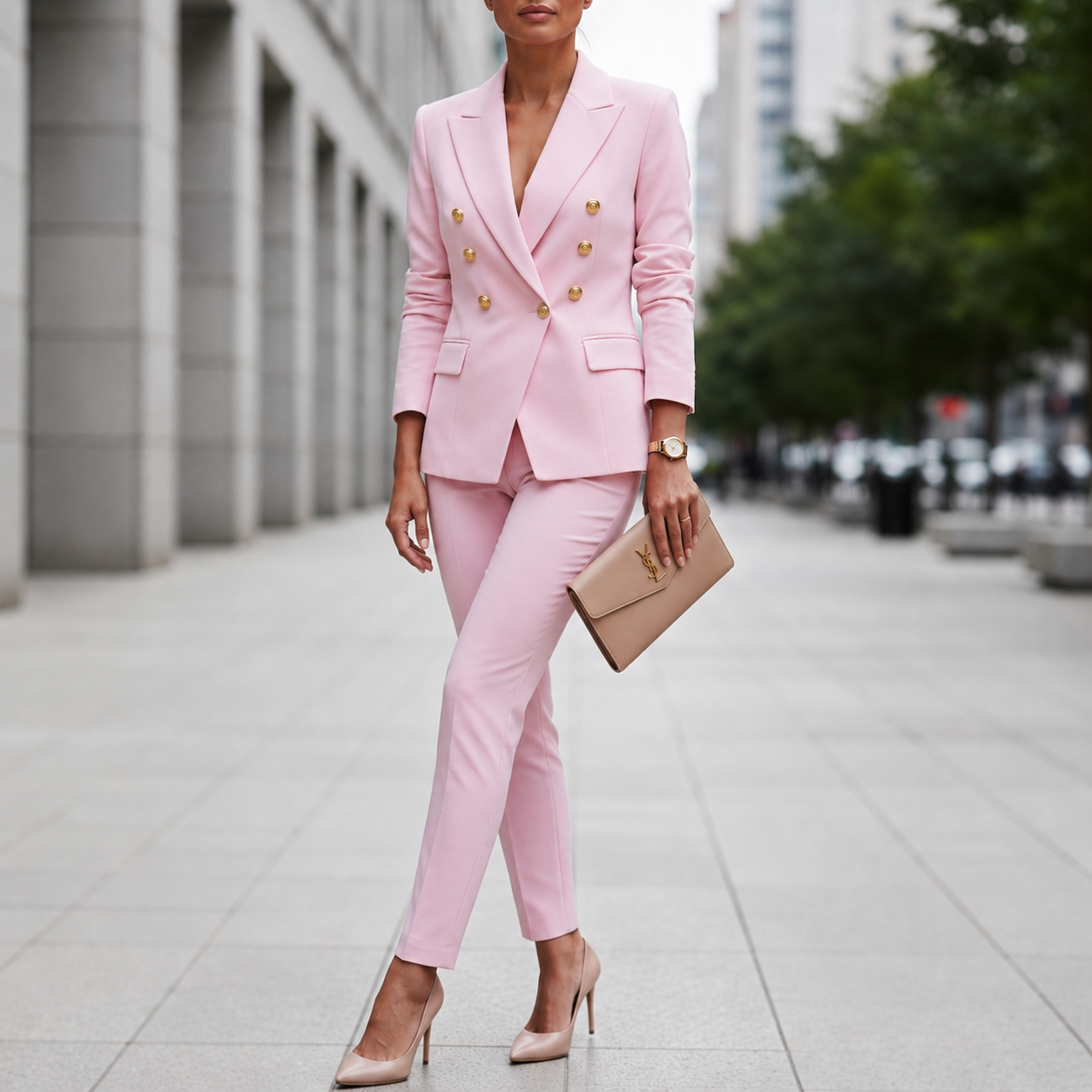 Monaco Double-Breasted Blazer and Straight Leg Trouser Suit