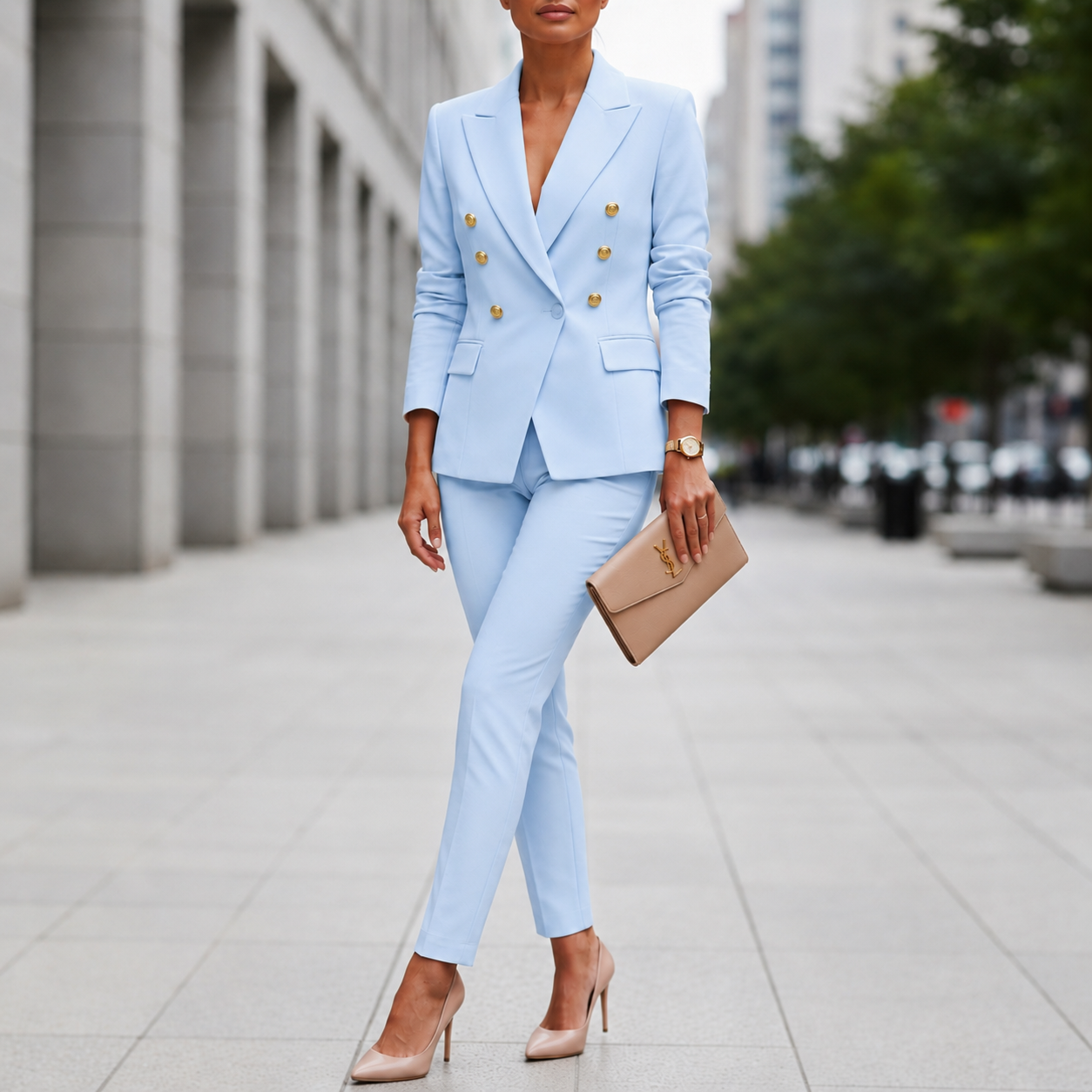 Monaco Double-Breasted Blazer and Straight Leg Trouser Suit