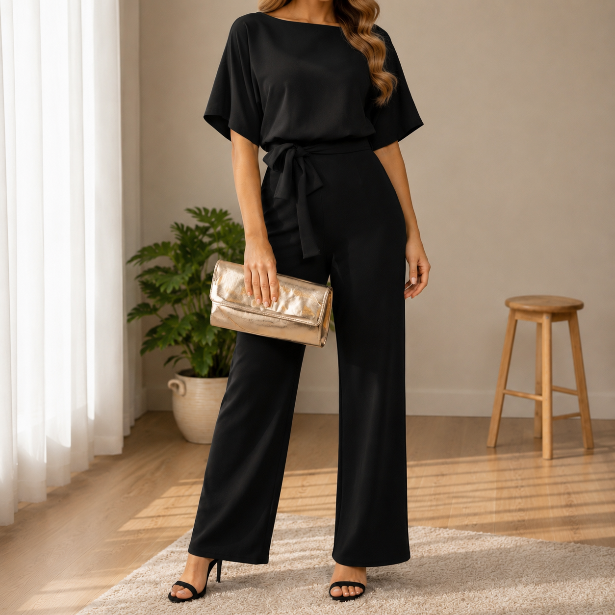 Cannes Belted Wide Leg Jumpsuit
