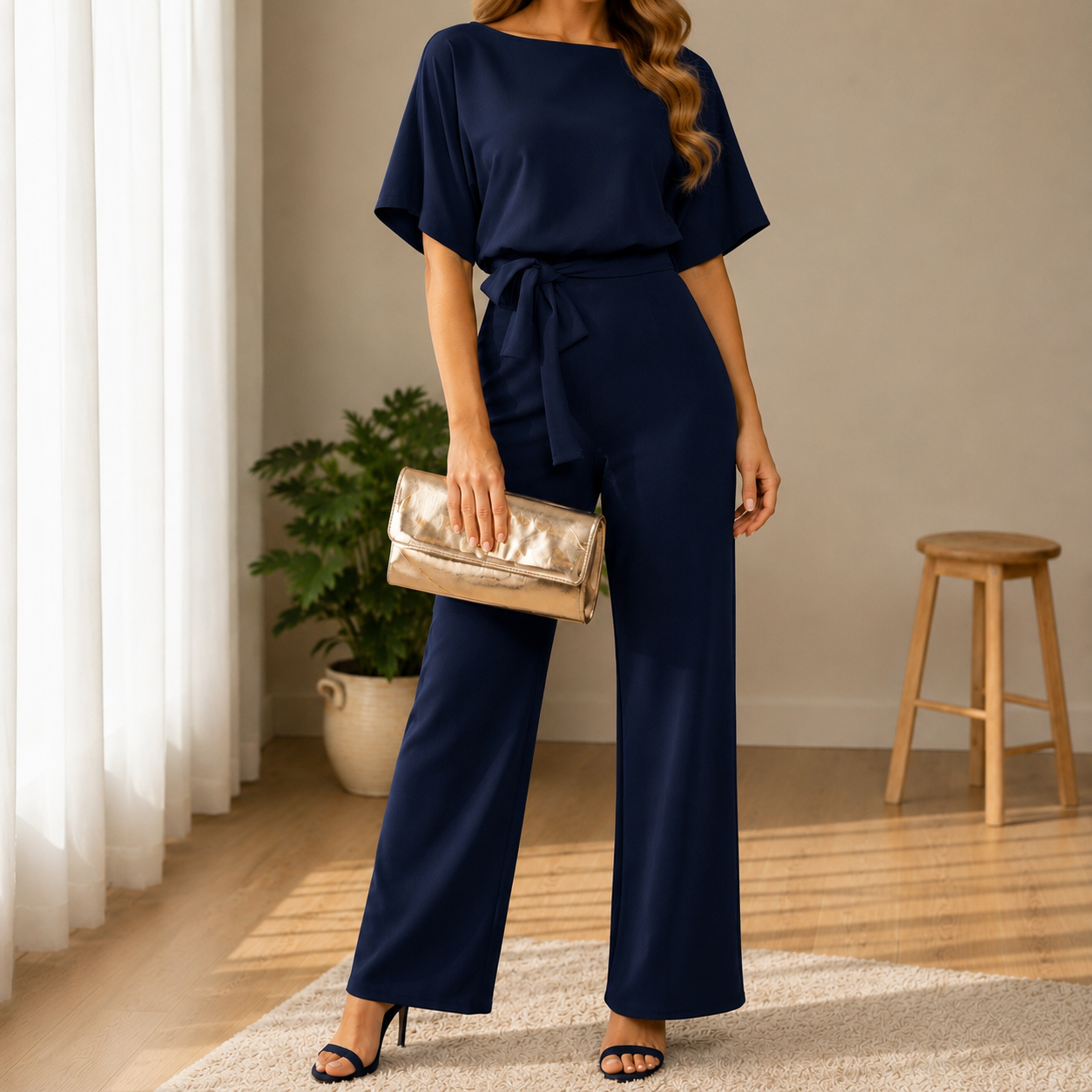 Cannes Belted Wide Leg Jumpsuit