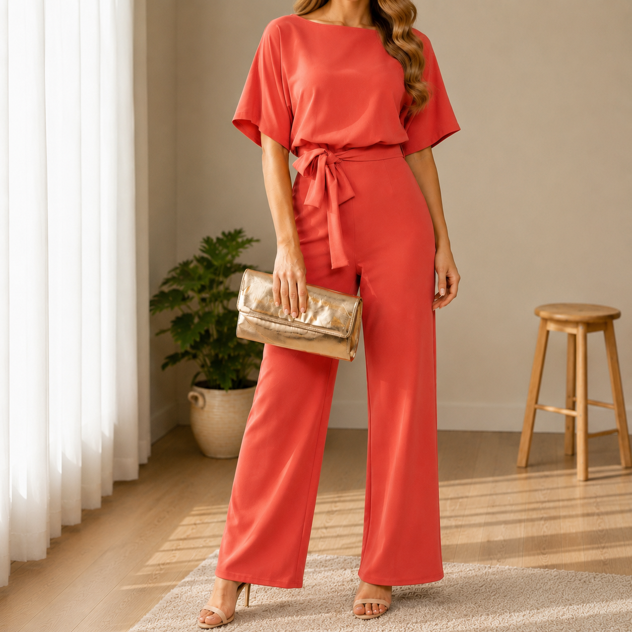 Cannes Belted Wide Leg Jumpsuit