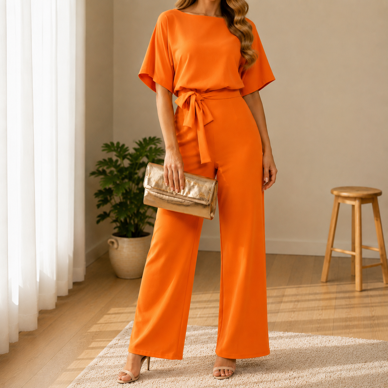 Cannes Belted Wide Leg Jumpsuit