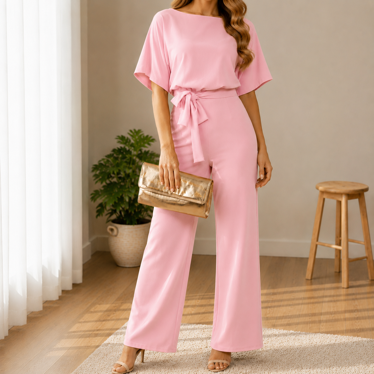 Cannes Belted Wide Leg Jumpsuit