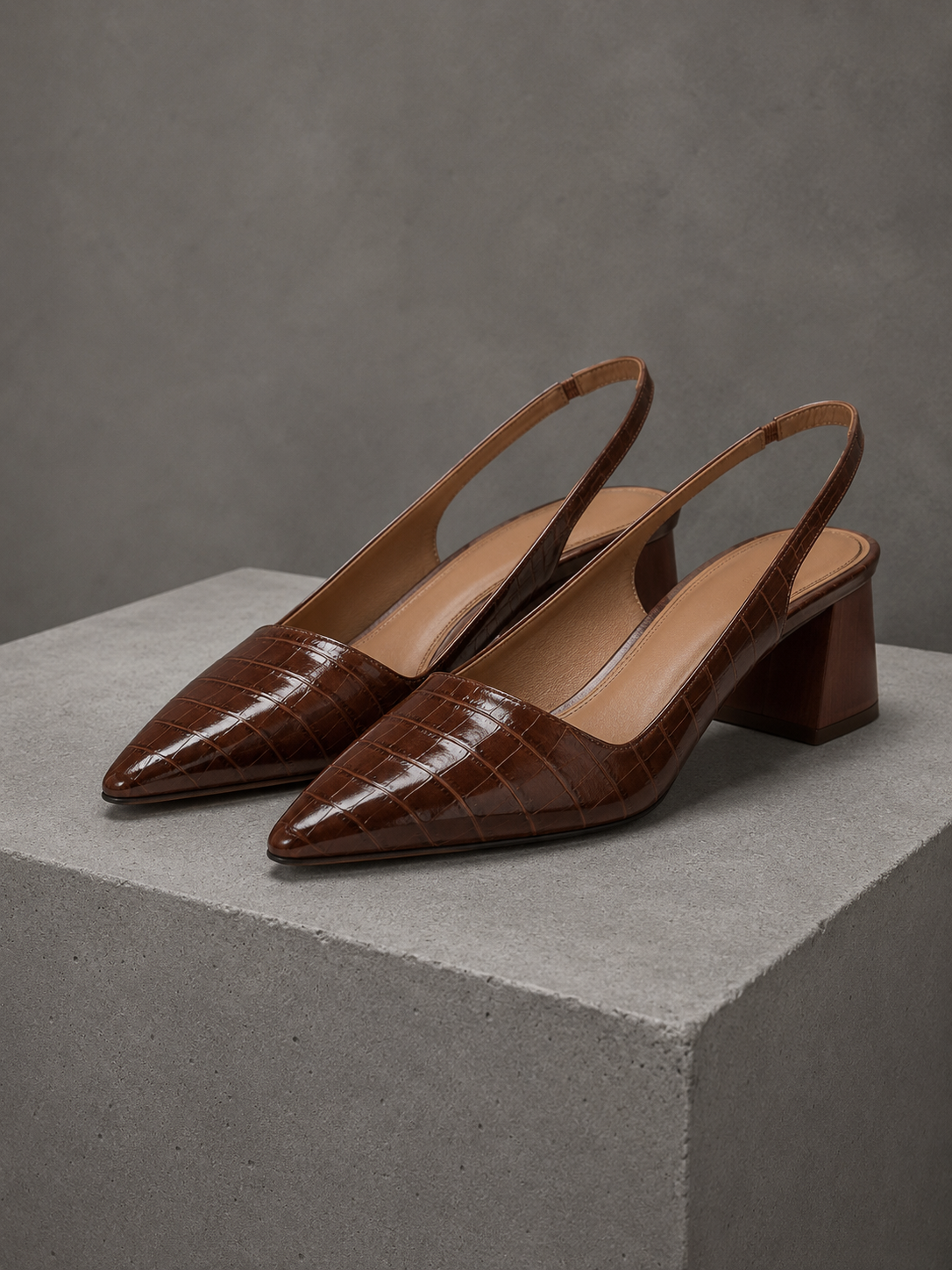 Tanya Crocodile-Effect Slingback Shoes