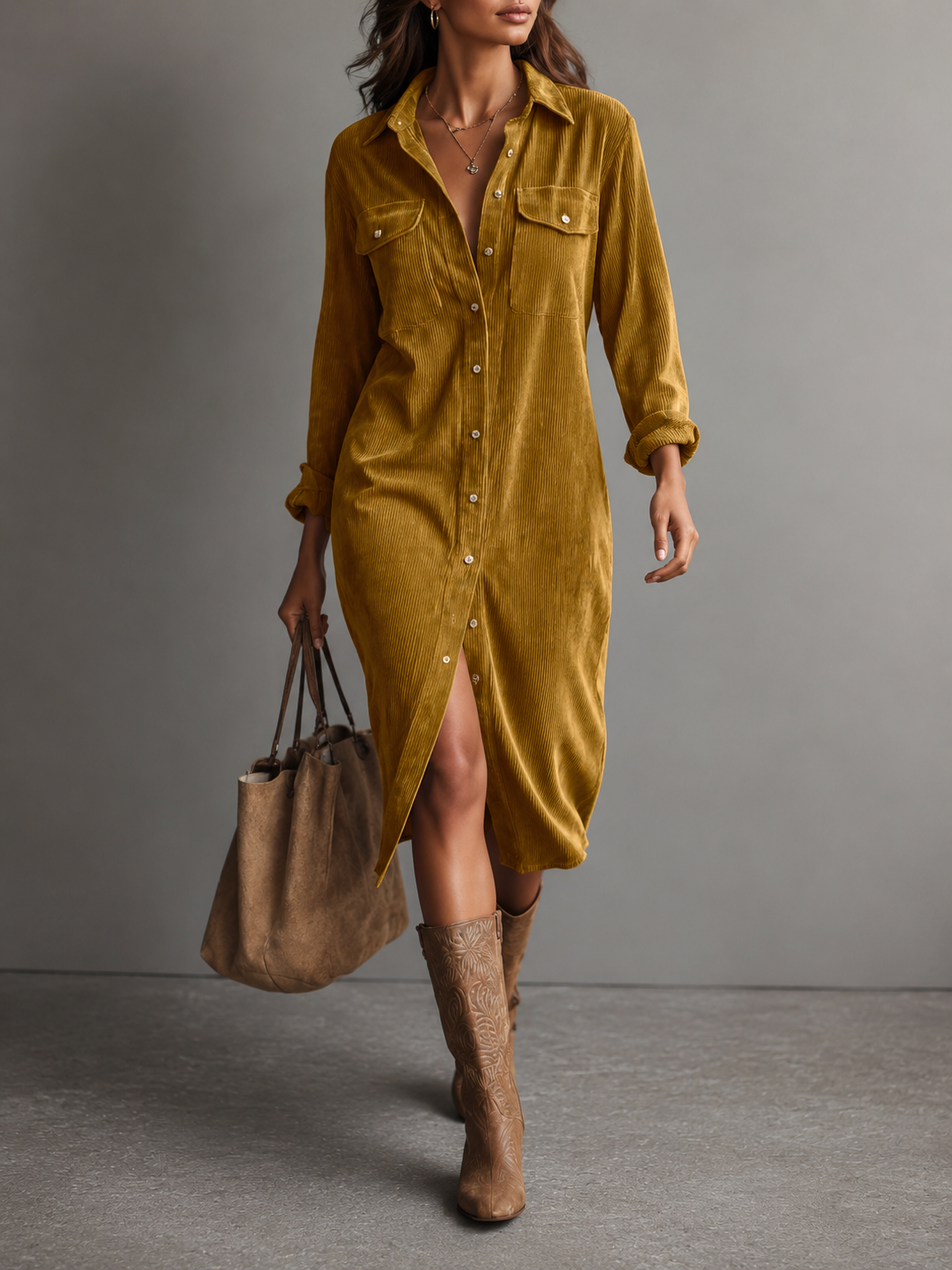 Skylar Corduroy Shirt Dress