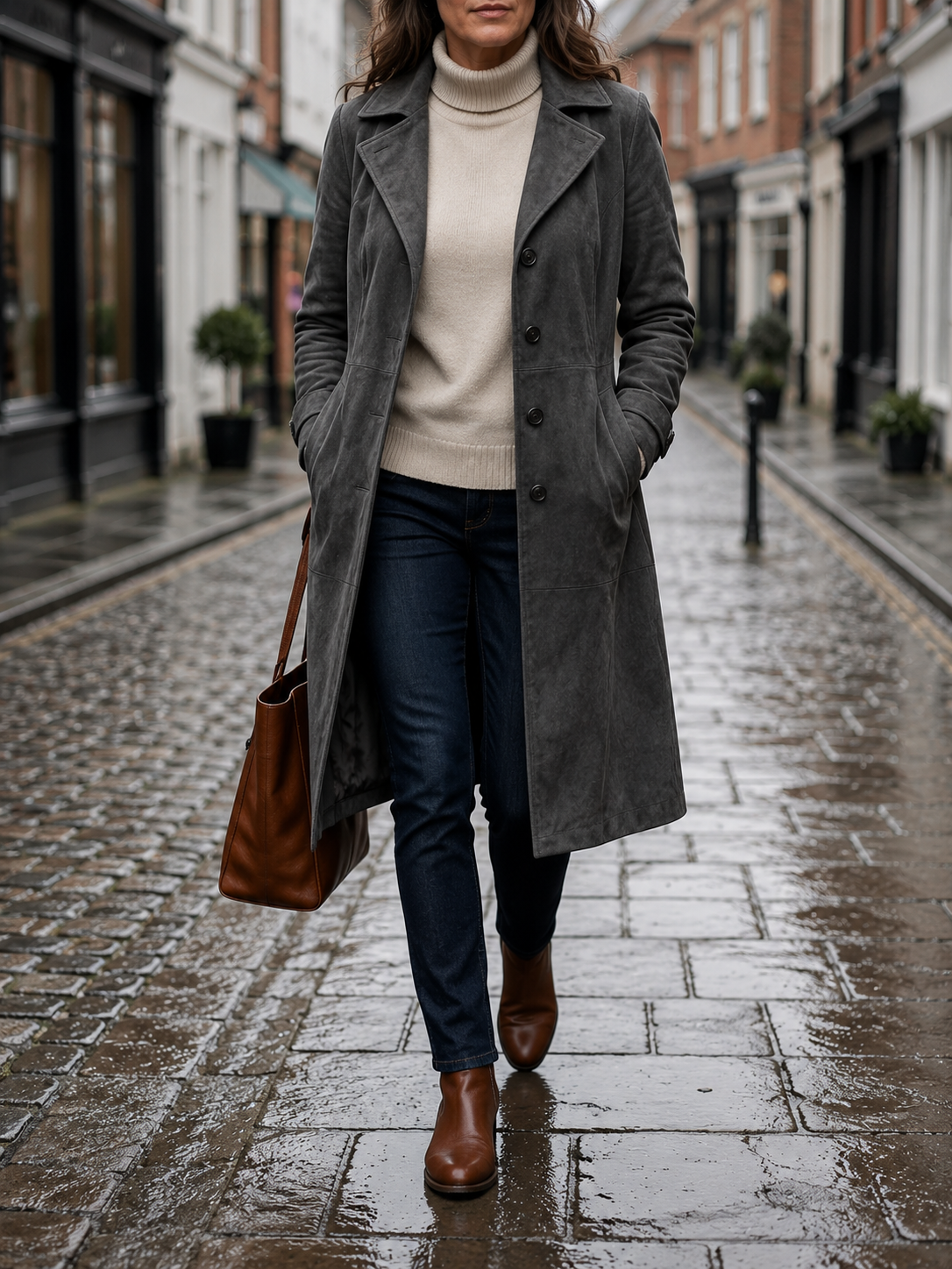 Elsie Suede Longline Coat