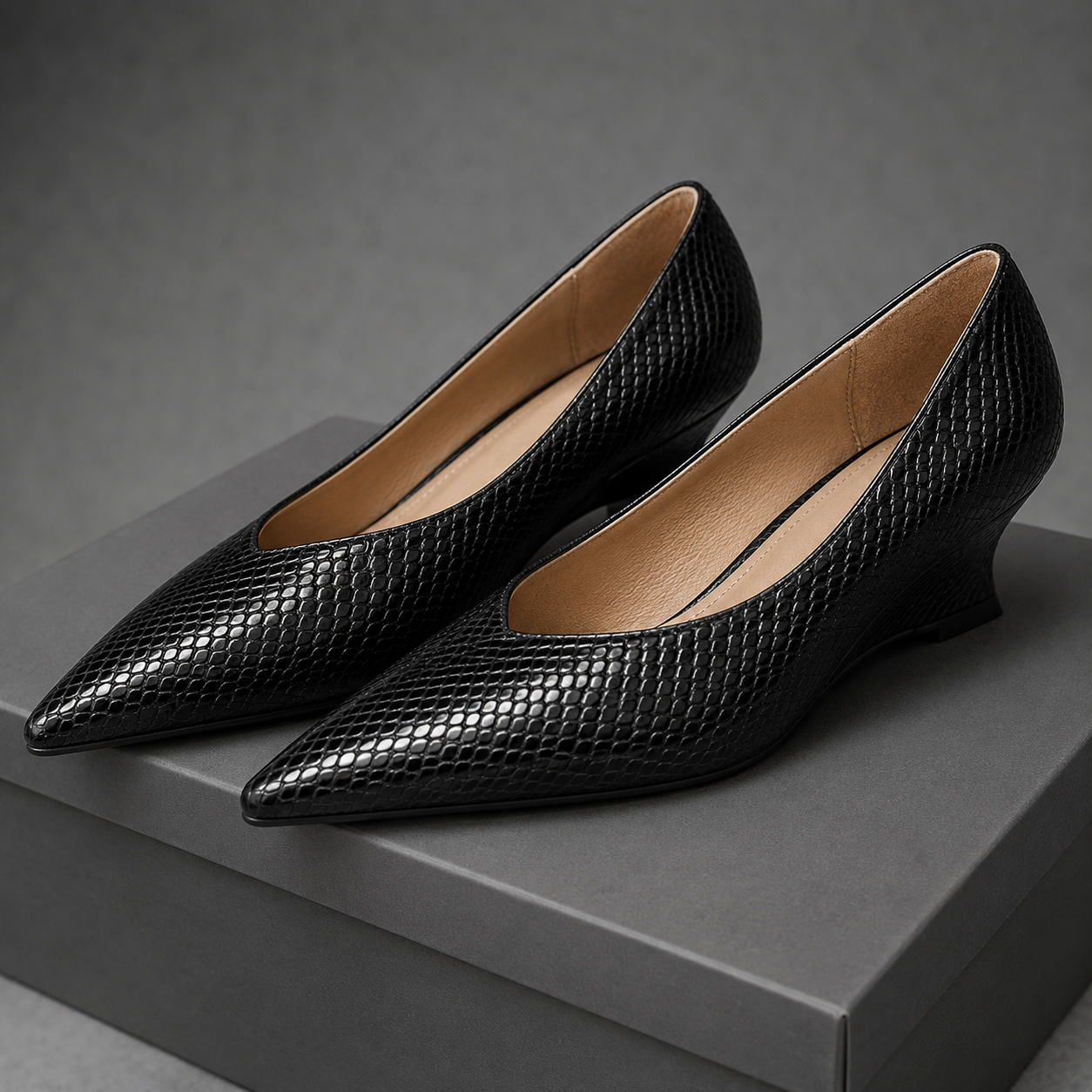 Eliza Snakeskin Leather Shoes