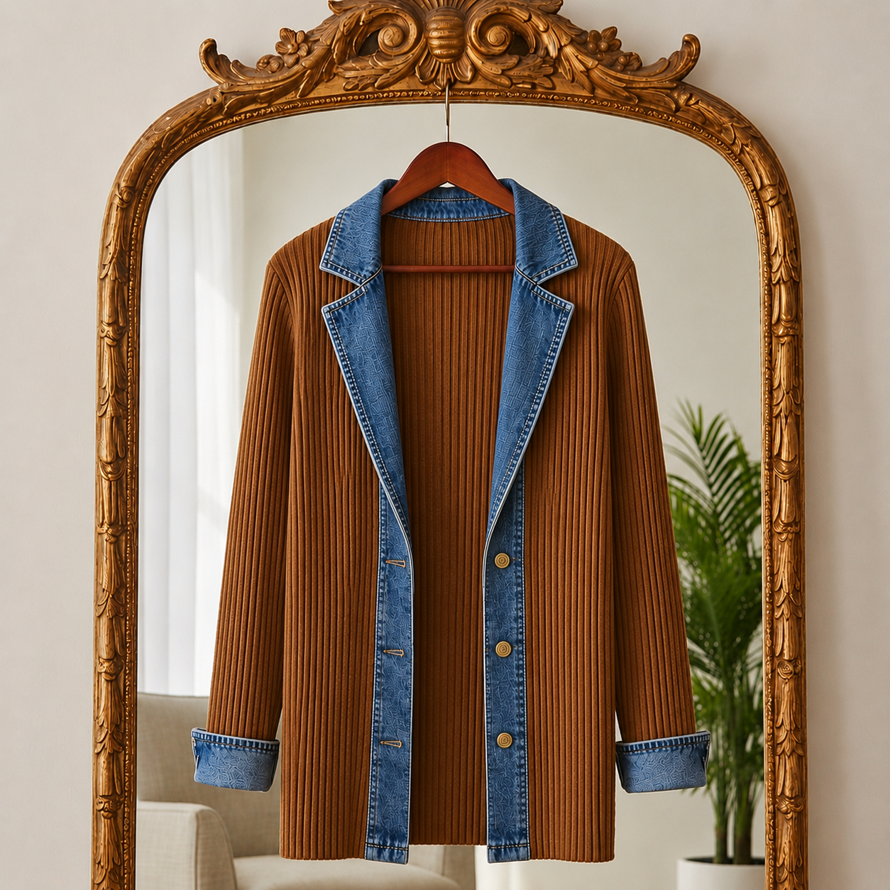 Natalia Denim-Inspired Layered Cardigan